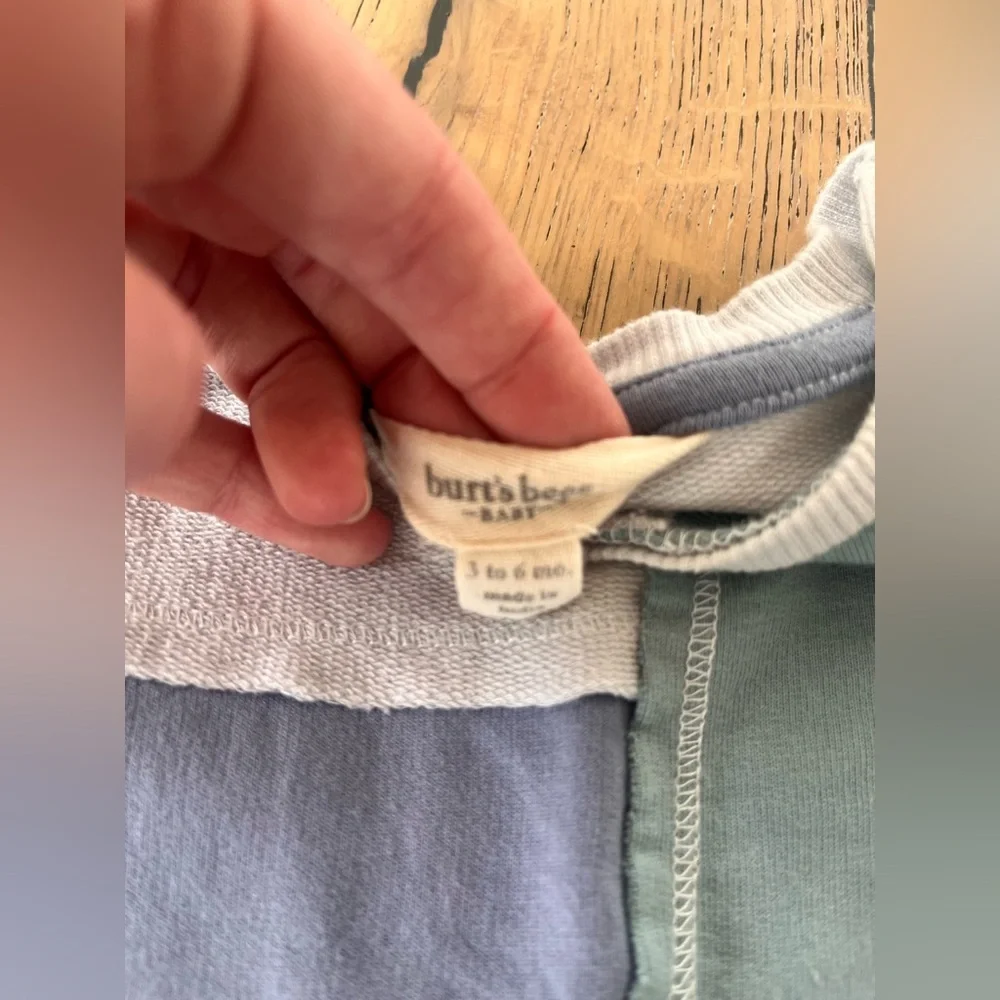 Burt's Bees Baby Boys' 100% Organic Long Sleeve Coverall Blue Block 3-6 month - Picture 7 of 7